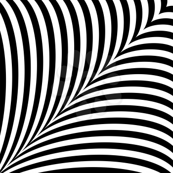 Black and white abstract background with curves symmetrical stripes