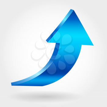 Blue arrow pointing upwards. Growing business concept
