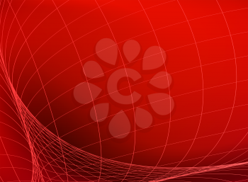 Geometric structure. Network in red space. Abstract technology banner.