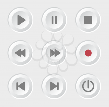 Player navigation buttons set. White sensory control panel