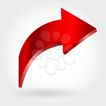 Red down arrow and neutral white background. 3D illustration