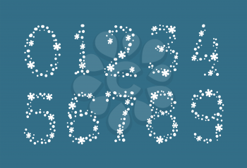 Snowflake numbers for New Year greeting card design