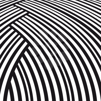 Abstract striped background. Black and white curve pattern