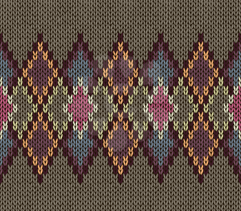 Seamless Pattern. Knit Woolen Trendy Ornament Texture. Fabric Color Tracery Background.