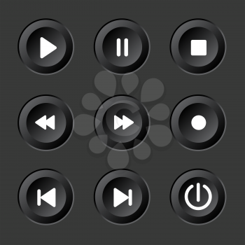 Player navigation buttons set. Black sensory control panel