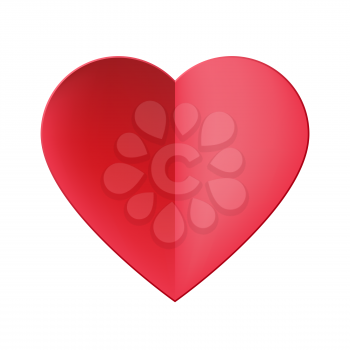 Trendy Realistic Paper Cut Red Heart Icon. Vector Illustration. Modern Style Icon isolated on White Background. Decorative element for Weddings and Valentines Day design
