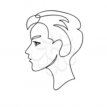 Face Silhouette vector illustration. Young attractive guy. Continuous drawing. Line art concept design.