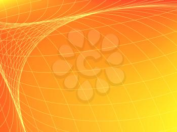 Geometric structure. Network in orange space. Abstract technology banner.