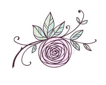 Rose. Stylized flower symbol. Outline hand drawing icon. Decorative element for wedding, birthday design