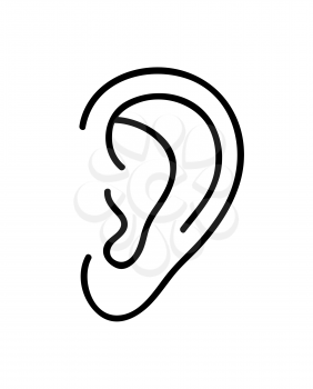 Ear icon. Continuous line art drawing. Vector illustration. Black and white hand drawn line art style
