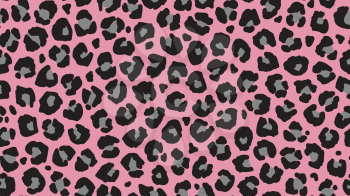 Seamless leopard fur pattern. Fashionable wild leopard print background. Modern panther animal fabric textile print design. Stylish vector black grey and pink illustration