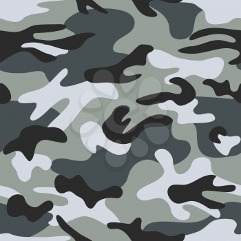 Seamless classic camouflage pattern. Camo fishing hunting vector background. Masking white grey black color military texture wallpaper. Army design for fabric paper vinyl print