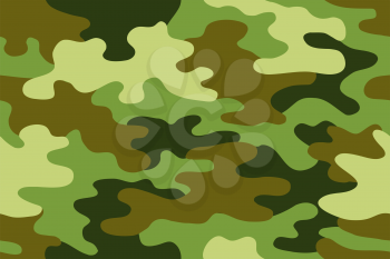 Seamless classic camouflage pattern. Camo fishing hunting vector background. Masking green black brown color military texture wallpaper. Army design for fabric paper vinyl print