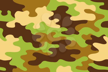 Seamless classic camouflage pattern. Camo fishing hunting vector background. Masking green brown beige color military texture wallpaper. Army design for fabric paper vinyl print.