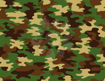 Seamless classic camouflage pattern. Camo fishing hunting vector background. Masking  green brown beige color military texture wallpaper. Army design for fabric paper vinyl print