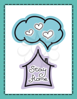 Stay home poster with text. Motivational quotes to stay home during quarantine time. Coronavirus prevention vector illustration. COVID-19 coronavirus protection concept banner.