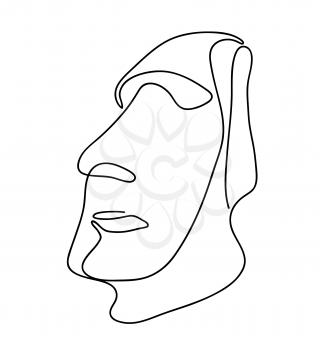 Idol, moai religion sight of Easter Island. Travel attraction. Continuous single line art drawing vector illustration. Print pattern modern style. Abstract outline vector illustration