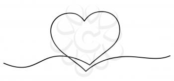 Heart. Abstract love symbol. Continuous line art drawing vector illustration.