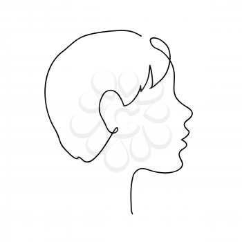 Little Boy profile design. Child head outline silhouette. Continuous line drawing vector illustration.