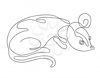 Mouse isolated on white background. Hand drawn vector illustration line art style