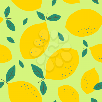 Seamless pattern with lemons. Citrus fruits modern texture yellow green background. Abstract vector graphic illustration