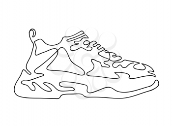 Sneaker single line drawing. Abstract sports shoes modern design. Vector illustration. Continuous one line art style
