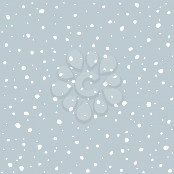 Falling snow seamless pattern. White snow and grey sky vector background. Winter snowfall.