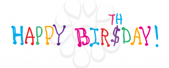 Happy birthday greeting phrase spelled with misspelling. Hand drawn vector illustration