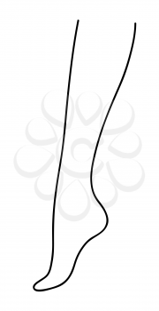 Beautiful female leg drawn by one continuous line. Health, body care and beauty concept. Line art vector illustration.
