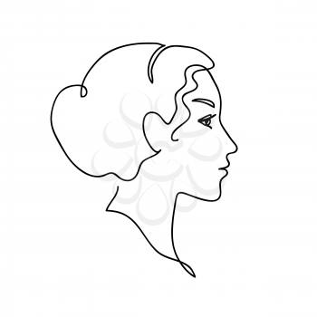 Face Silhouette vector illustration. Young attractive girl. Continuous drawing. Line art concept design
