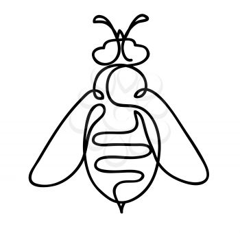Bee logo vector icon. Bumblebee black and white outline monoline disign. Business concept. Continuous line drawing vector illustration