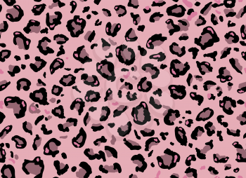 Seamless leopard fur pattern. Fashionable wild leopard print background. Modern panther animal fabric textile print design. Stylish vector pink brown black and grey illustration