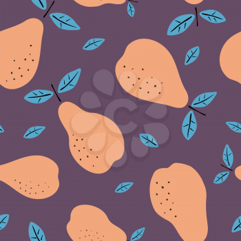 Seamless pattern with pears. Fruits modern background. Abstract vector graphic illustration.
