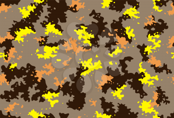 Seamless classic camouflage pattern. Camo fishing hunting vector background. Masking brown yellow orange beige color military texture wallpaper. Army design for fabric print