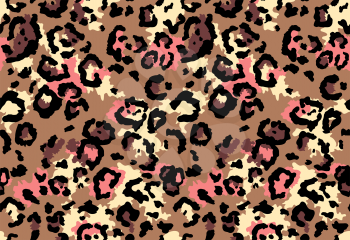Seamless leopard fur pattern. Fashionable wild leopard print background. Modern panther animal fabric textile print design. Stylish vector color illustration
