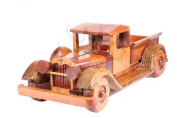 Toy wood  truck isolated on a white background