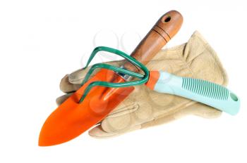 Gardening tools isolated on a white background
