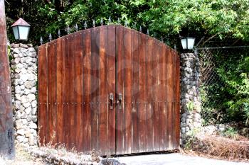 Wooden front gate of a private propery