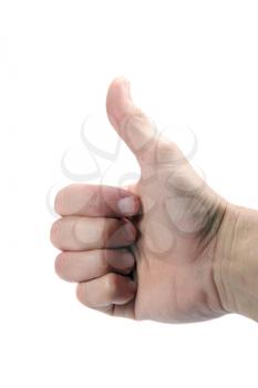 Right hand doing  the thumbs up signal isolated on white
