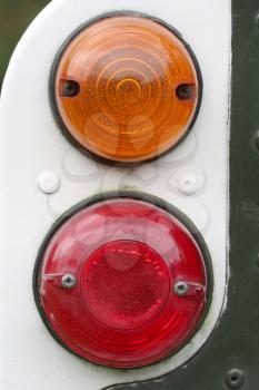 Macro shot of tail lamps on an old pick up truck