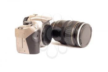 Camera and Lens isolated on white