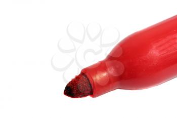 Macro shot of a red marker on white
