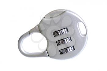 Small combination lock on white