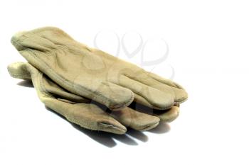 Pair of work leather gloves isolated on white