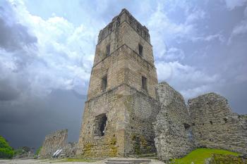 Ruins of the tower for the cathedral in the old colonial city of Panama