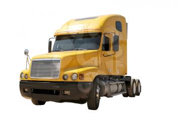Yello tractor trailer isolated on a white background