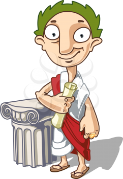 The Antique Emperor is standing near the ionic capital with a manuscript in his hand. 
This is the editable vector image saved in EPS file. 

Rate it if you like it!
