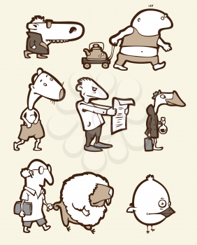 Royalty Free Clipart Image of Funny Characters