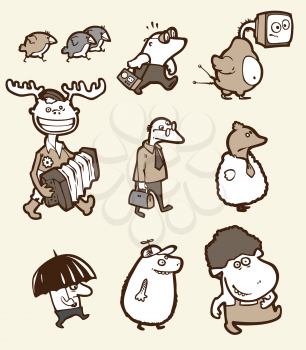 The set of a funny creatures. They are all different: stupid, happy, sad, confused etc.
Editable vector EPS file v9.0