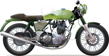 The classic retro motorcycle. This is the great example of an old racing bikes.
Editable vector EPS v.10